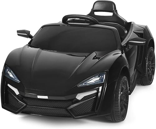 HONEY JOY Vehículo eléctrico con batería de 12 V con control remoto, 3 velocidades, luces LED, bocina, música, MP3, USB, suspensión de resorte, 4