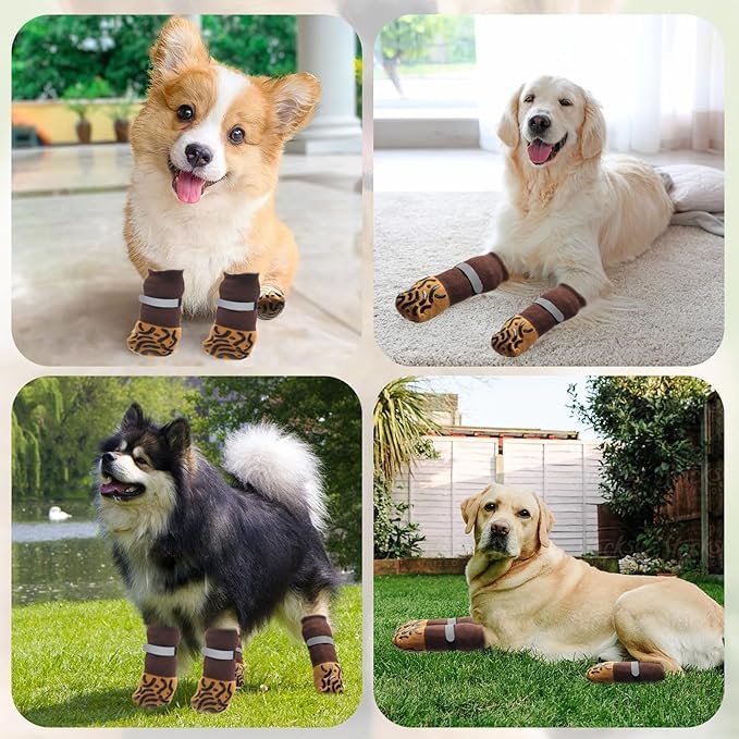 Image of KUTKUT 4Pcs Non Slip Dog Socks with Grippers Prevent from Licking Paws, Anti-Slip Medium Dogs Grip Socks for Senior Dogs on Hardwood Floor (Size:- M: L*W: 16cm*6cm)