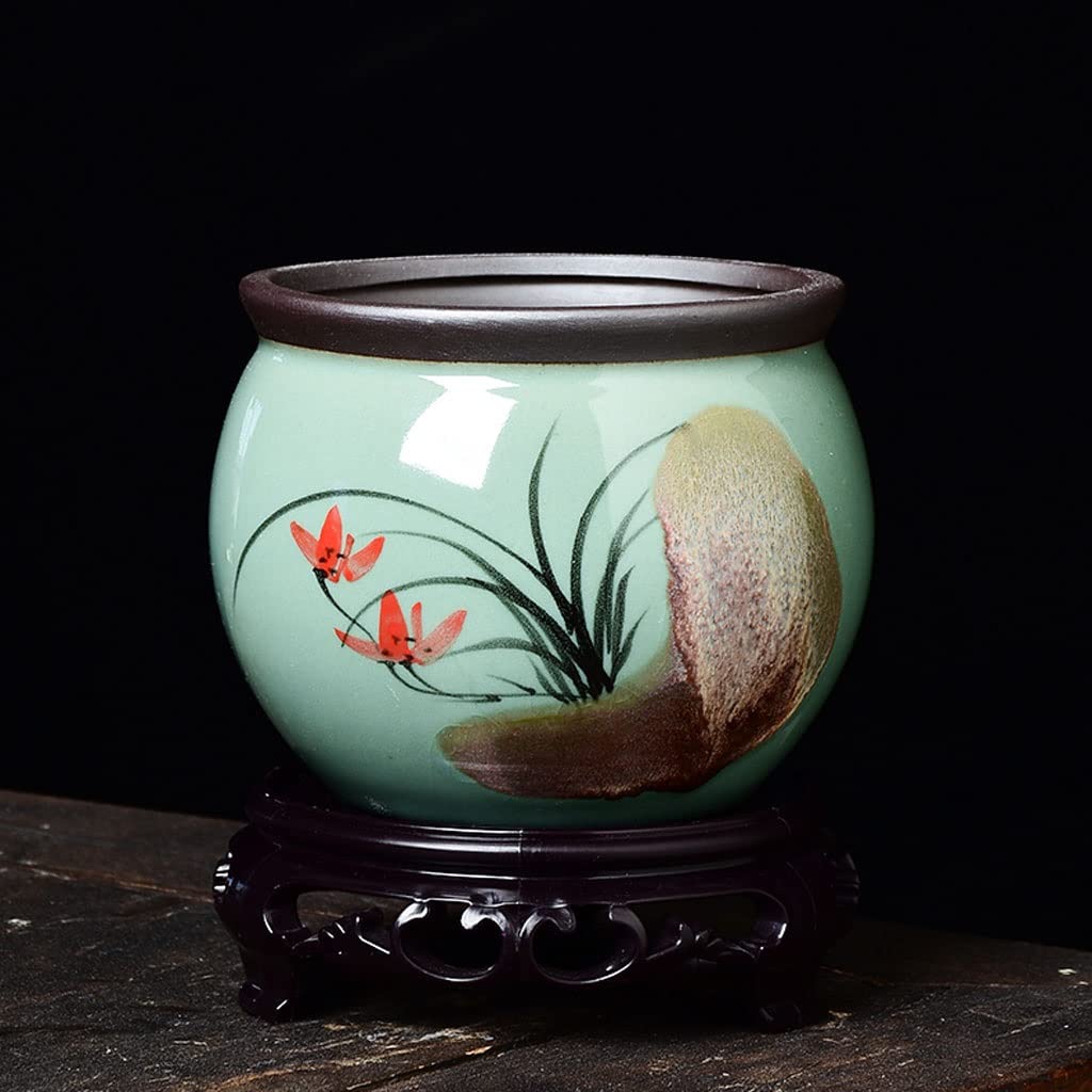Sadzarki Ceramiczny garnek kwiatowy salon pulpit kwiatowy bonsai kwiatowy garnek krajobrazowy Donice (Color : D, Size : M)
