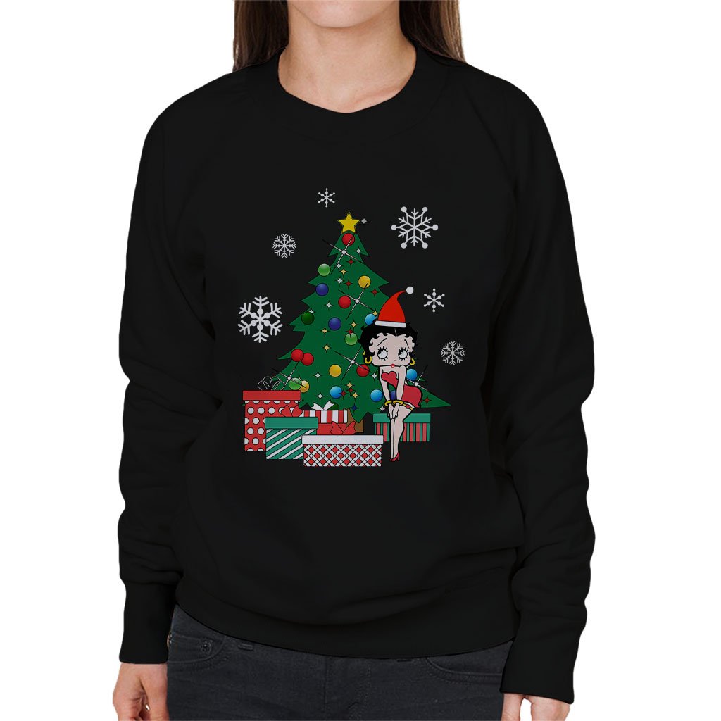 Betty Boop Around The Christmas Tree Women's Sweatshirt Black