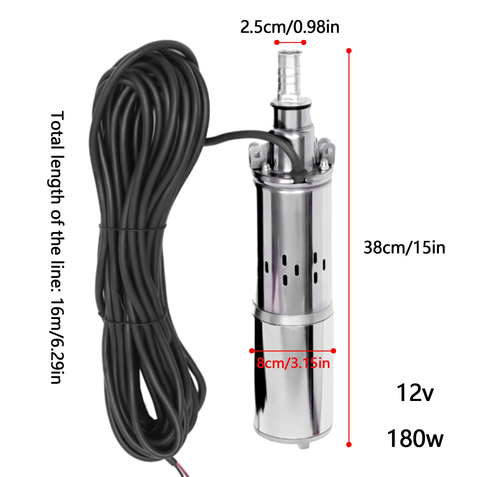 Bomba para Pozos Profundos, Bomba Sumergible para Pozos Profundos,Bomba de Agua Sumergible con Cable de 16m,Bomba de Agua Solar,Bomba para Pozos para Tierras de Cultivo Fábricas Minas