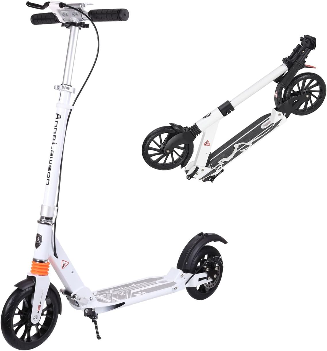 Foldable Kick Scooter for Adults & Kids, Quality Aluminum Alloy,Anti-Slip Rubber Grips,Adjustable Height, Extra-Wide Deck,Large Wheels, Dual-Brake System and Dual Shock-Absorbing for A Smoot