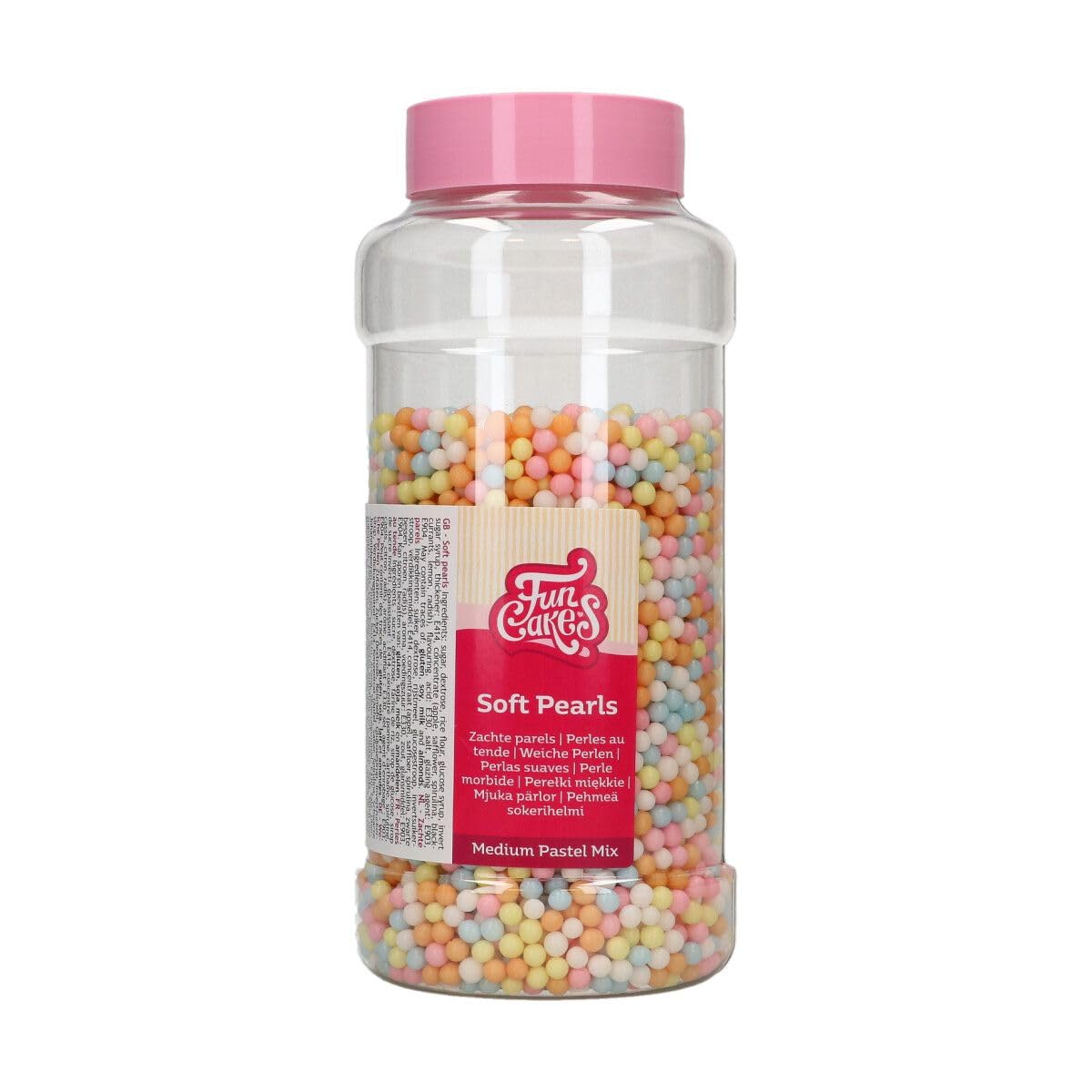 FunCakes Soft Pearls Medium Pastel Mix: Cake Sprinkles, Great Taste, Perfect for Cake Decorating, Edible Soft Sugar Pearls. 500 g.