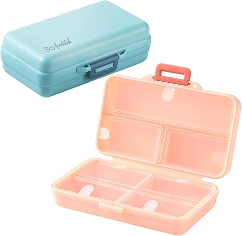 Miniatura 1 de Sofmild Pastillero de viaje diario, 7 compartimentos, pastillero portátil para bolsillo de bolso, contenedor de pastillas fácil de abrir para