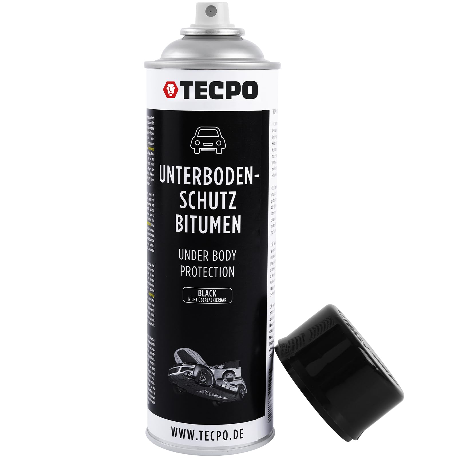 TECPO Protezione per sottoscocca bitume, 36 x 500 ml, nero, protezione contro pietrisco, protezione contro pietrisco, ruggine, sostanze chimiche con effetto anti-rombo