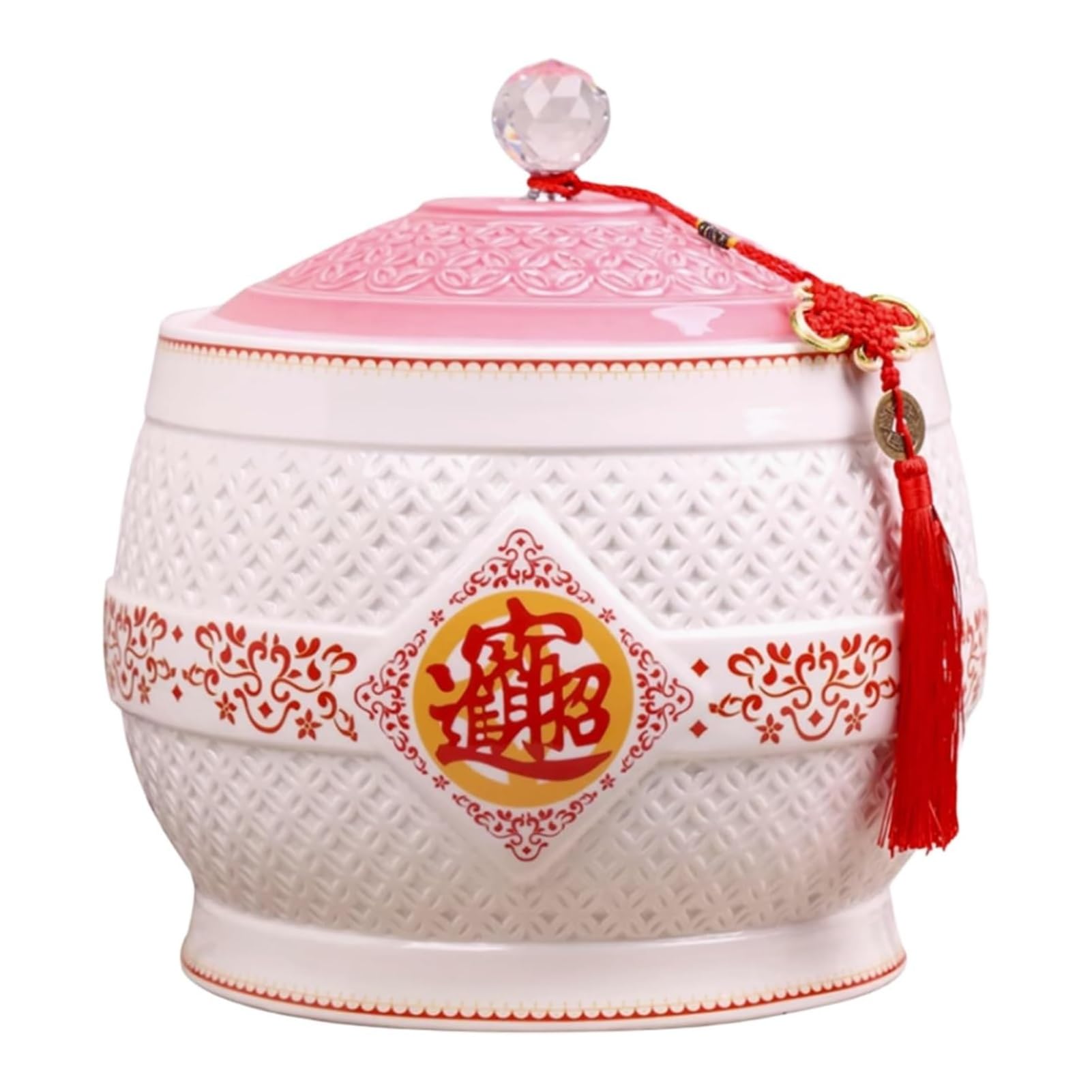 Seau à riz en céramique haut de gamme et distributeur de grains au design chinois élégant