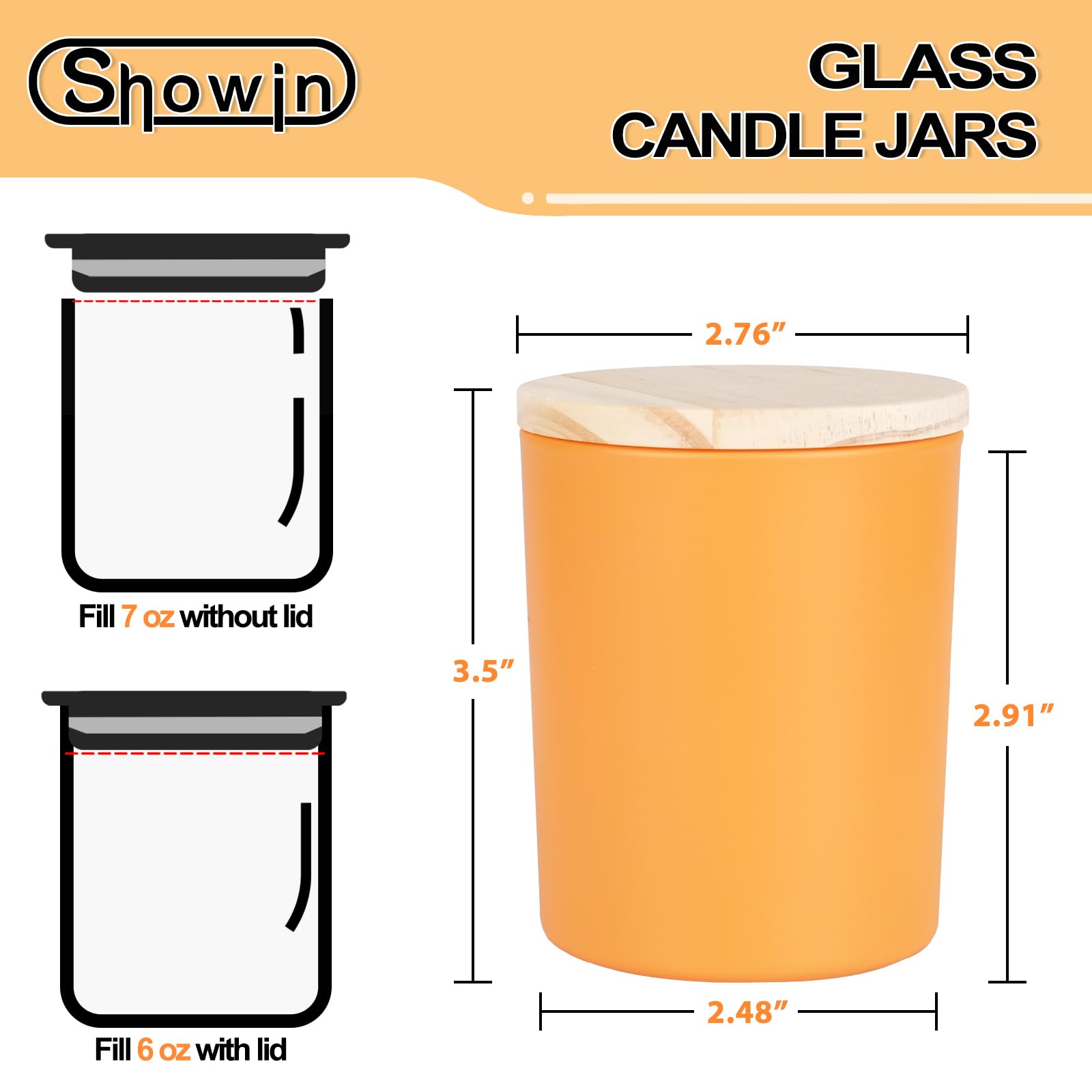 SHOWIN Thick Candle Jars for Making Candles 16 Pcs, 7 OZ Empty Jars with Wood Lids for Candle Making, Sample Container, Christmas