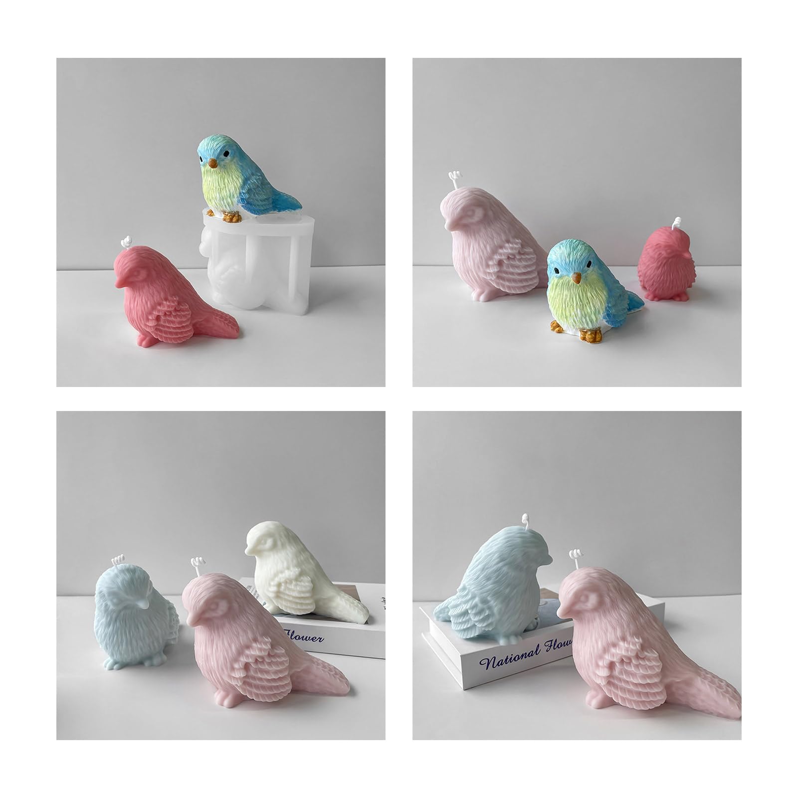 Molde epoxi para decoración de pájaros de Navidad, hecho a mano, velas de cera y jabón, moldes para decoraciones para hacer silicona