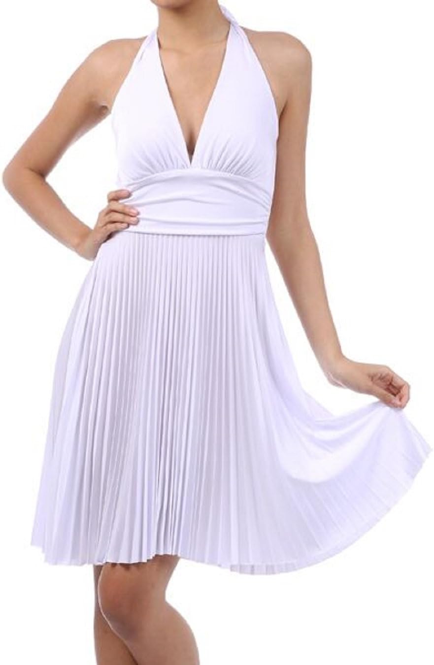 Aly Rose Women's Marilyn Monroe Halter Neck Pleated Dress