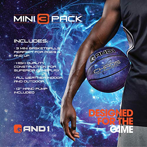 Image of AND1 Mini Basketball Pack Set for Kids (Deflated w /Pump Included): - 7-Inch Premium Youth Size Basketballs, Easy to Grip