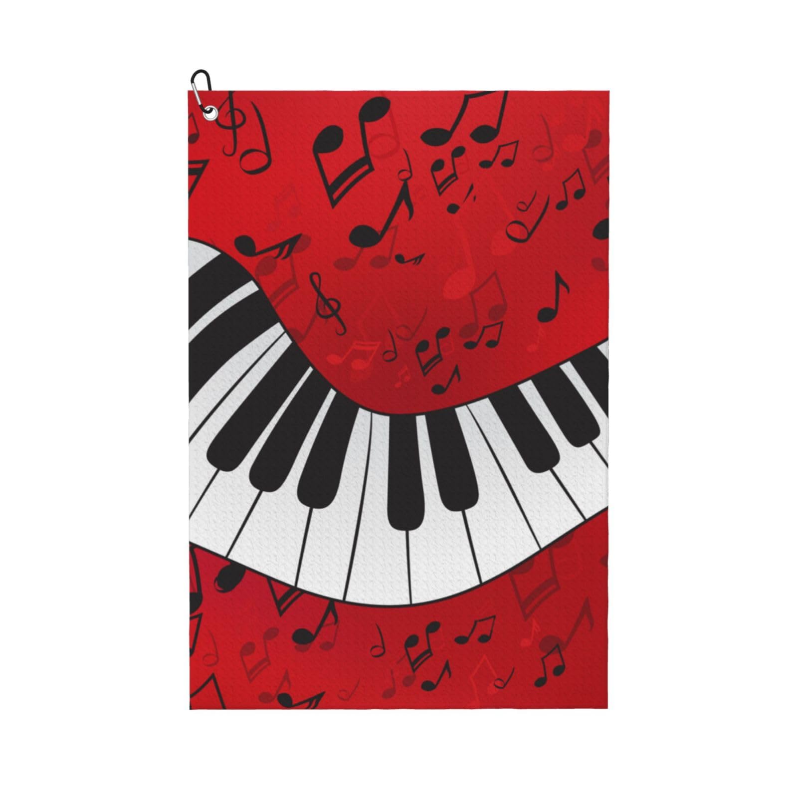 Hnnkloy Music Note Piano Printing, 16x24 in Portable Waffle Golf Towels with Carabiner Clip for Golf Bag