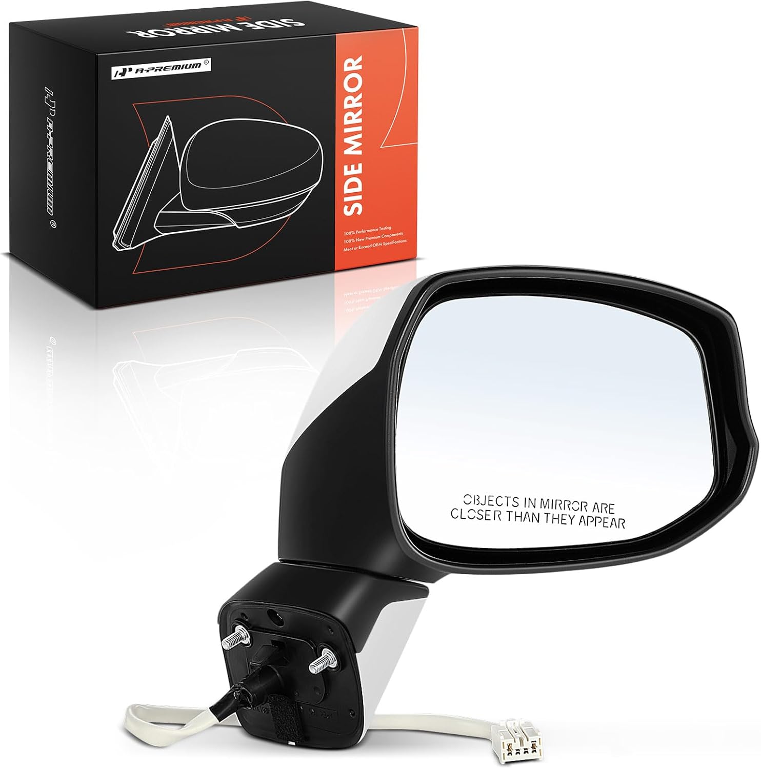 A-Premium Passenger Side Power Door Mirror Compatible with Honda Civic 2012-2013 - Heated Manual Folding White Outside Rear View Mirror, w/ 5 Pins Connector