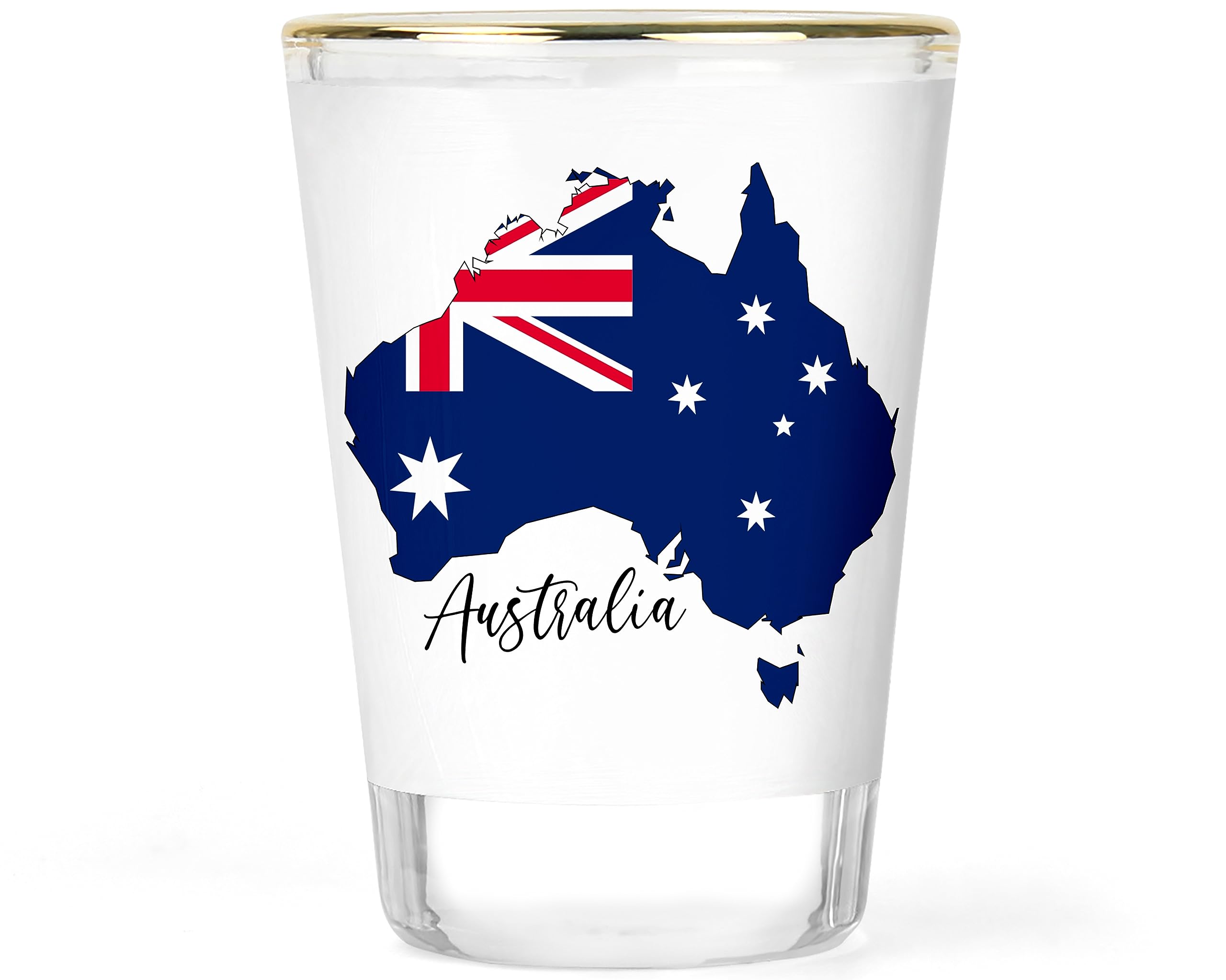 Australia Shot Glass - Australia Flag Glass - Australian Shot Glass - Australia Art Glass - Australia Gift - Australia Map Outline Glass Collectible Souvenir