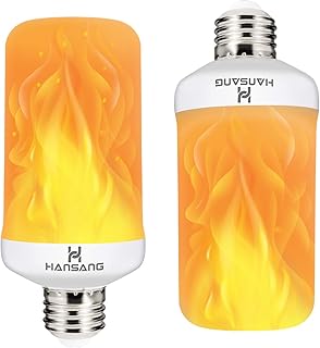 Hansang LED Flame Effect Light Bulb,E26 Standard Base,4 Modes Flickering Fire Effect Upside Down Decorative Lights, Vintage Simulation Flames Bar,Holiday Decorations,for House Lighting 2 Pack