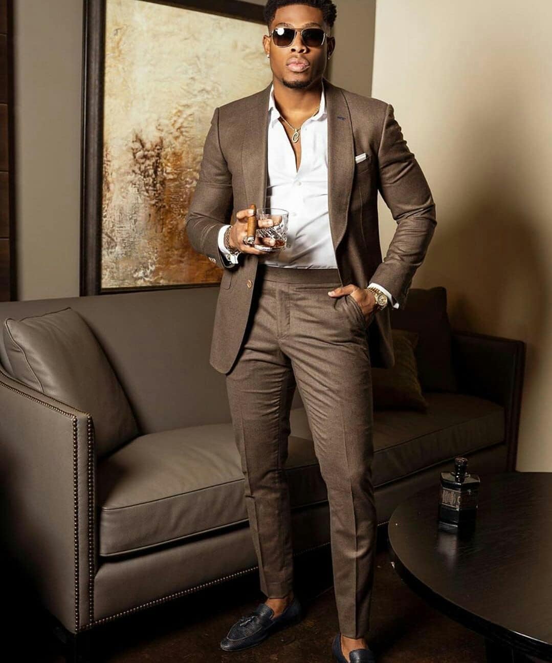 Men's Suit Business Two-Piece Jacket & Pants Set Shawl Lapel Two Buttons Wedding Dinner Party Tuxedos