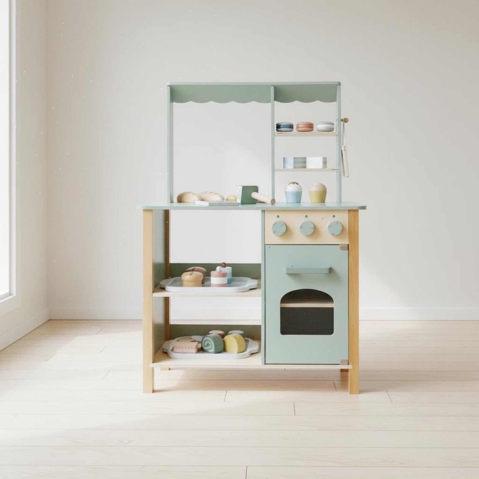 Holz-Spielküche Rollenspiel Kinderküche aus Holz realistisches Design Spielbäckerei für Jungen, Kinderzimmer