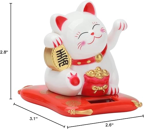 Miniatura 10 de Shanrya Gato de la suerte, gato de la fortuna que ahorra energía, gato bienvenido, alimentado por energía solar, lindo gato de la suerte con brazo