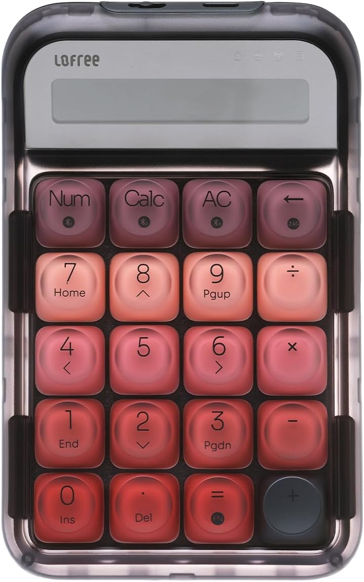 LOFREE Lipstick-Style Tri-Mode Wireless Mechanical Numpad with 4-Level Adjustable Backlight, Hot-Swappable, Rechargeable Wireless Numpad with Bluetooth /2.4G Wireless/USB-C Wired Connection