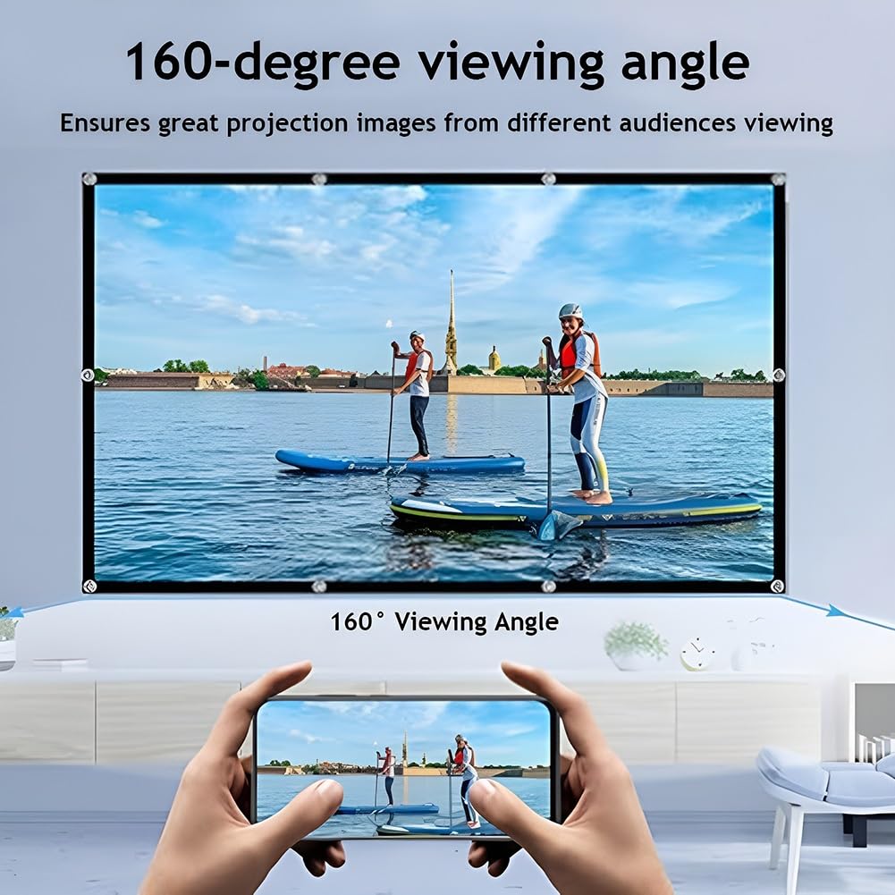 Schermo per Proiettore Pieghevole Portatile da 300 Pollici 16:9 Telo Proiettore 4k HD Anti Rughe, Supporta la Proiezione su Doppia Faccia(200 Inch)