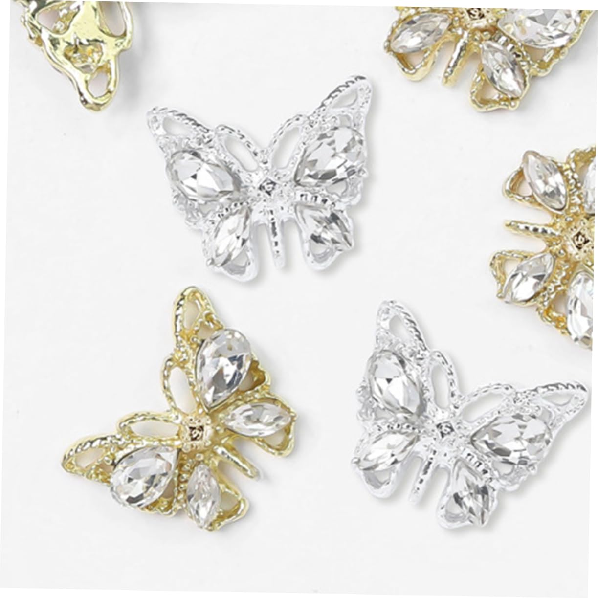 PLAFOPE 20pcs Butterfly Nail Charms Mini Charms for Women Dazzling Rhinestone Manicure Decorations