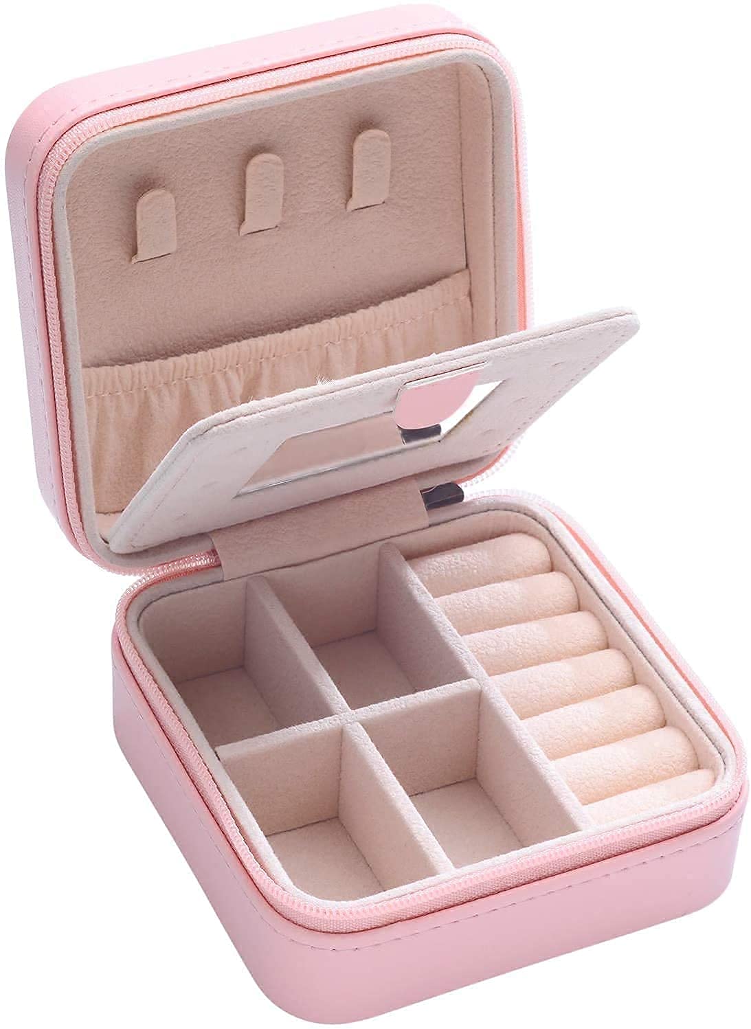 Sddpulse Women's Jewellery Box Organiser Small For Travel, Exquisite Jewellery Storage Box For Lightweight Mini Jewellery Case Organiser With Mirror For Ring, Earrings, Necklace, Jewellery G,