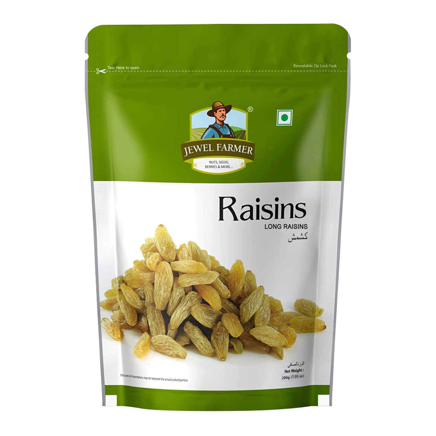 JEWEL FARMER Raisins Cholesterol Free Fibre Rich Seedless Hand Selected Sundried Highly Nutritious Long Kishmish Pack with Resealable Zip Lock (200gm) (B0B4GDSFWB) Amazon Price History, Amazon Price Tracker