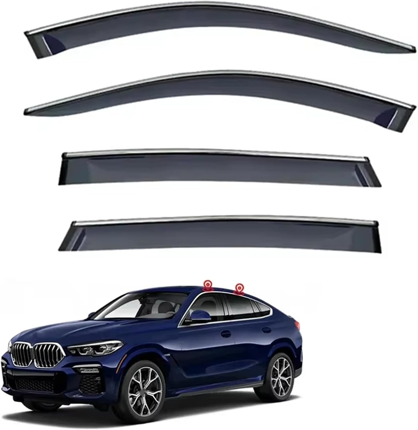 nwsplmy Wind Deflectors for BMW X6 G06 2020-2023, Rain Guards Window Visors, 4-Piece, Protects Against Fading & Cracks