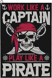 Work Like A Captain Play Like A Pirate Golf Towel 16 x 24 Inch Golf Towels for Golf Bags with Carabiner Clip Polyester Golf Towel Golf Accessories for Men Women