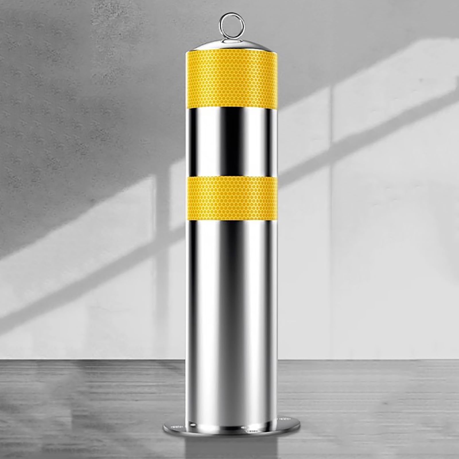 HCZKIUJY Stainless Steel Safety Bollard with Reflective Strips for Driveway and Parking Traffic Control (1pcs)