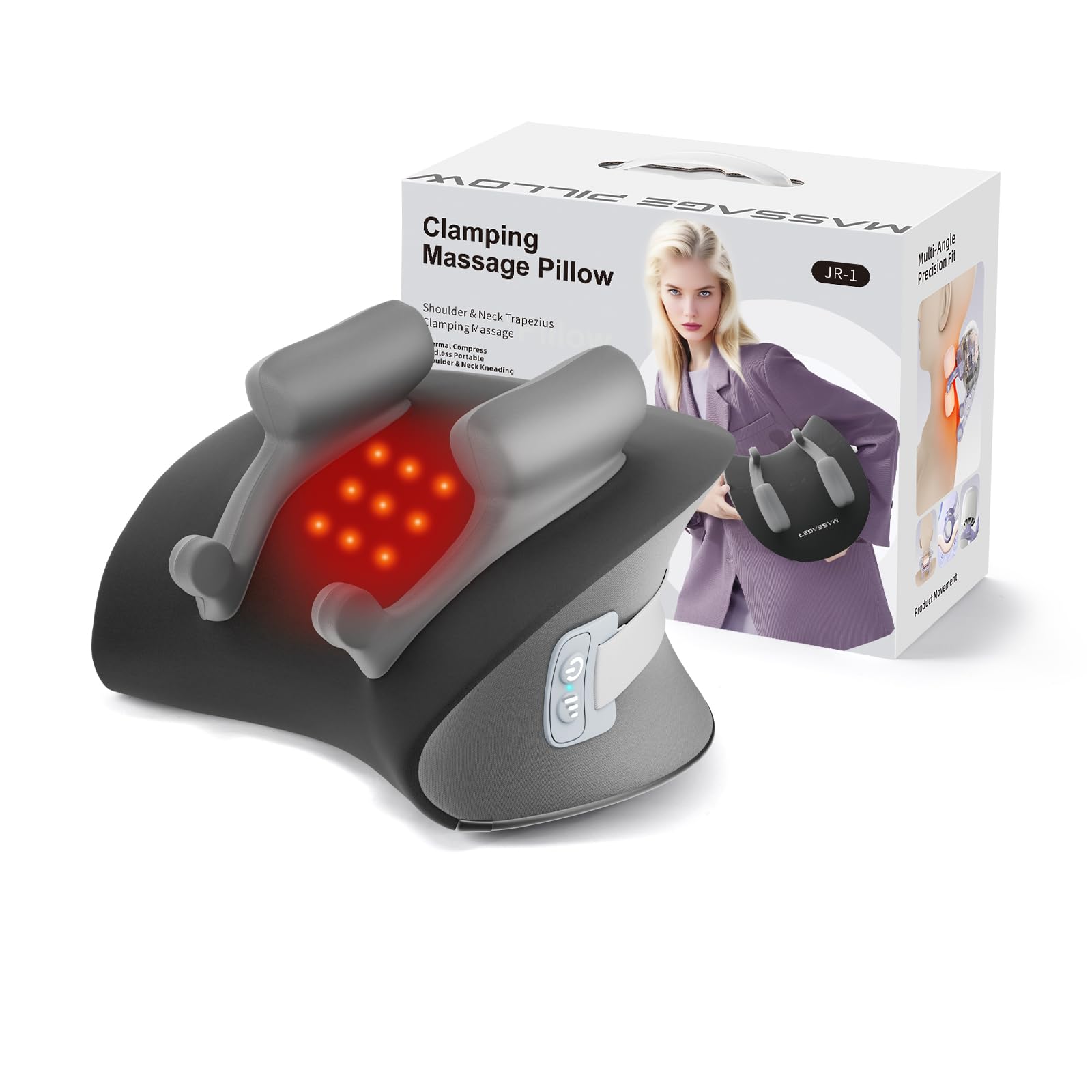 CRECAD Shiatsu Neck Massager with Heat, Electric Deep Tissue Kneading Massage Pillow with 10-Minute Timer for Full Body Muscle Pain Relief, Cordless