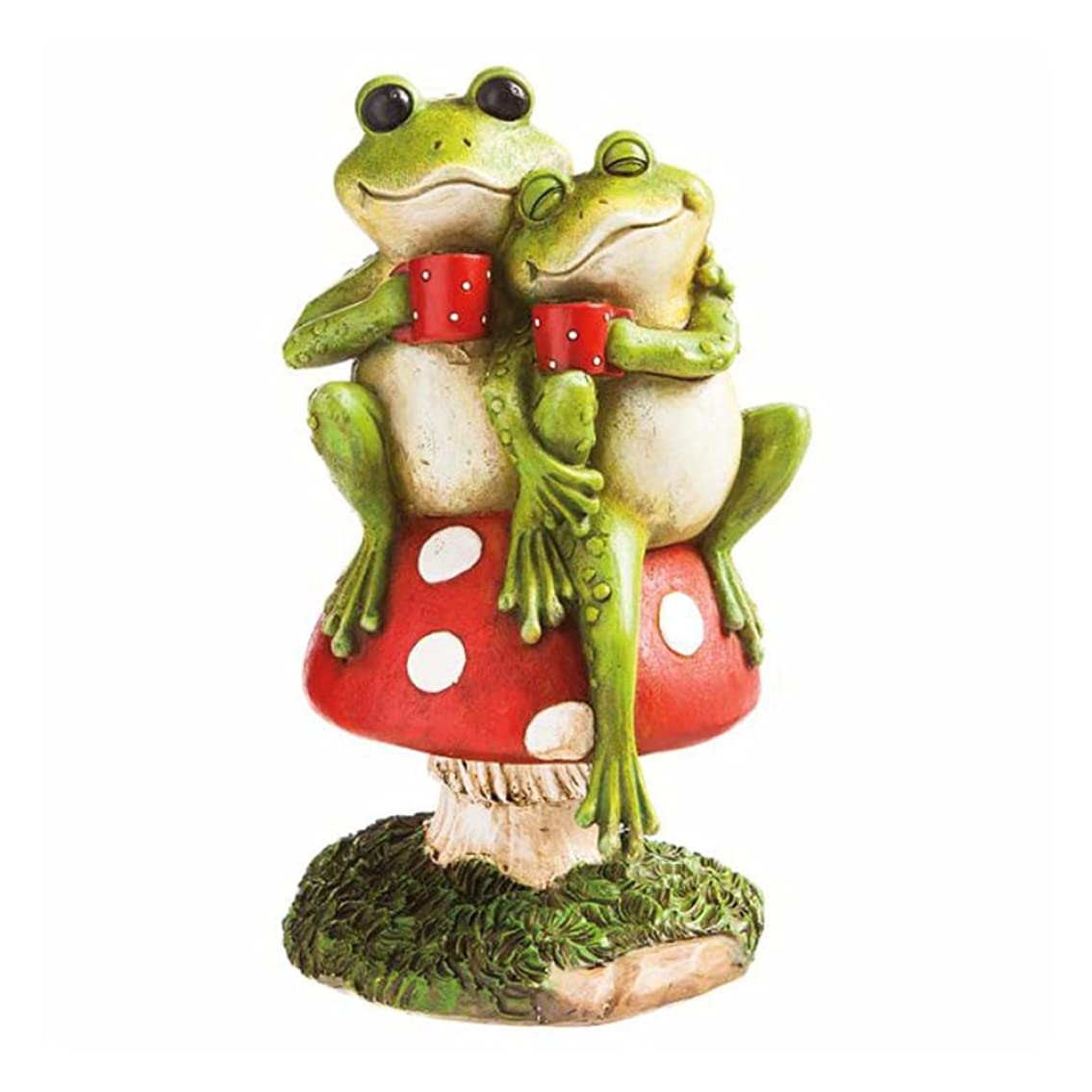 Statue de couple de grenouille pour rompre la monotonie d'un jardin extérieur vide