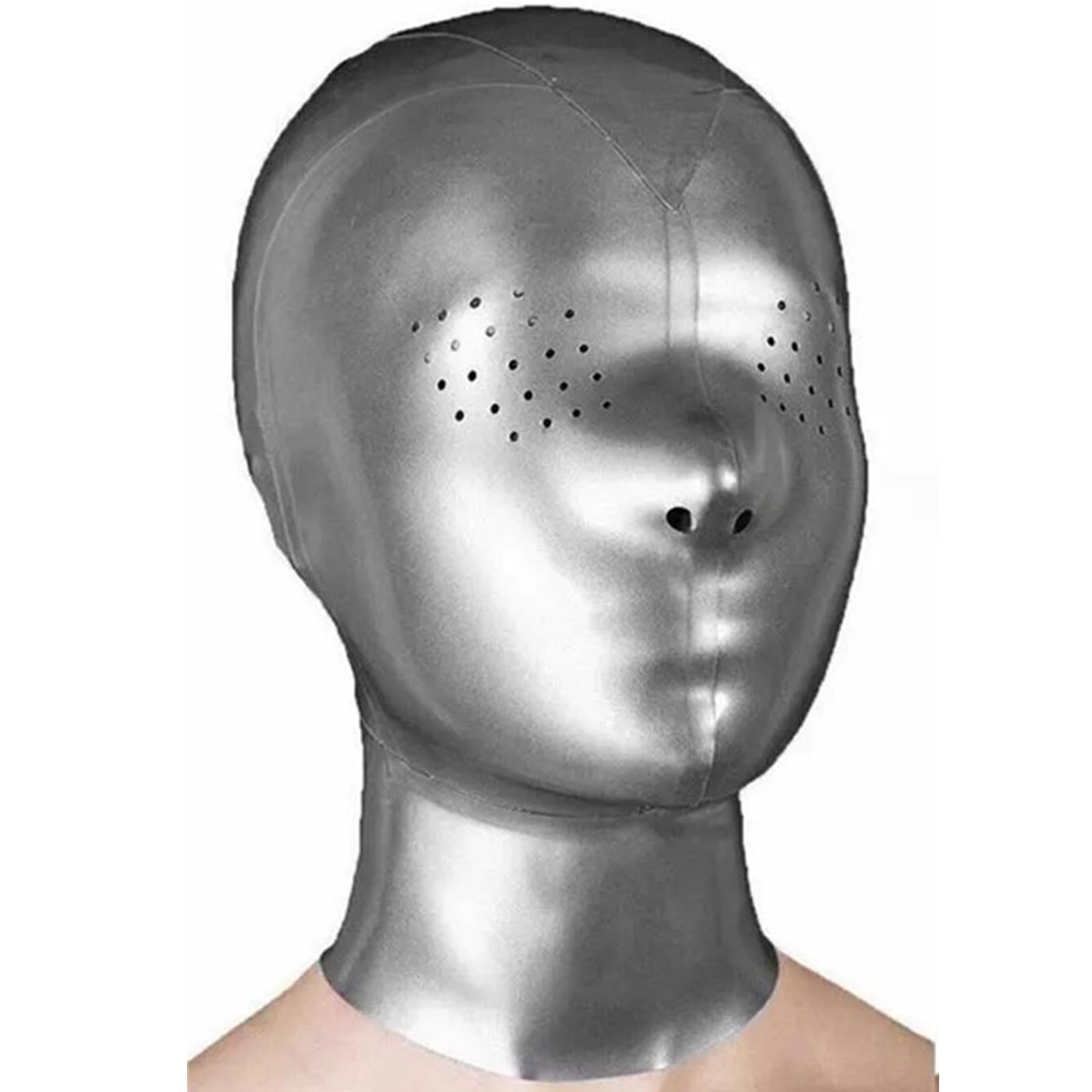 Bondage Latex Maske BDSM Vollgesichtsmaske Handgefertigt für Party Cosplay Unisex Halloween Wasserdicht Natürliche Latex(Size:XXL-73CM)