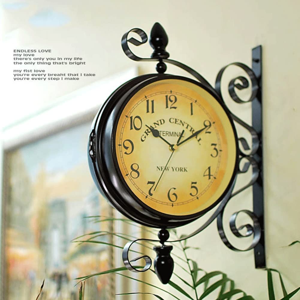 Amazon.com: Vintage Wall Mounted Clock Double Sided Wall