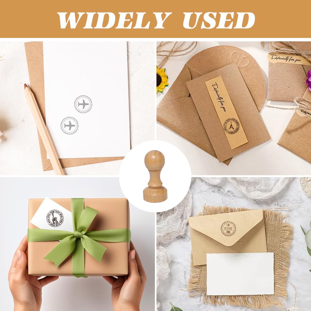 12 Piezas Soporte Sellos Madera Sellos Personalizados de Madera 30 mm Sello Madera Duro en Blanco para Sellos Laser y Bricolaje