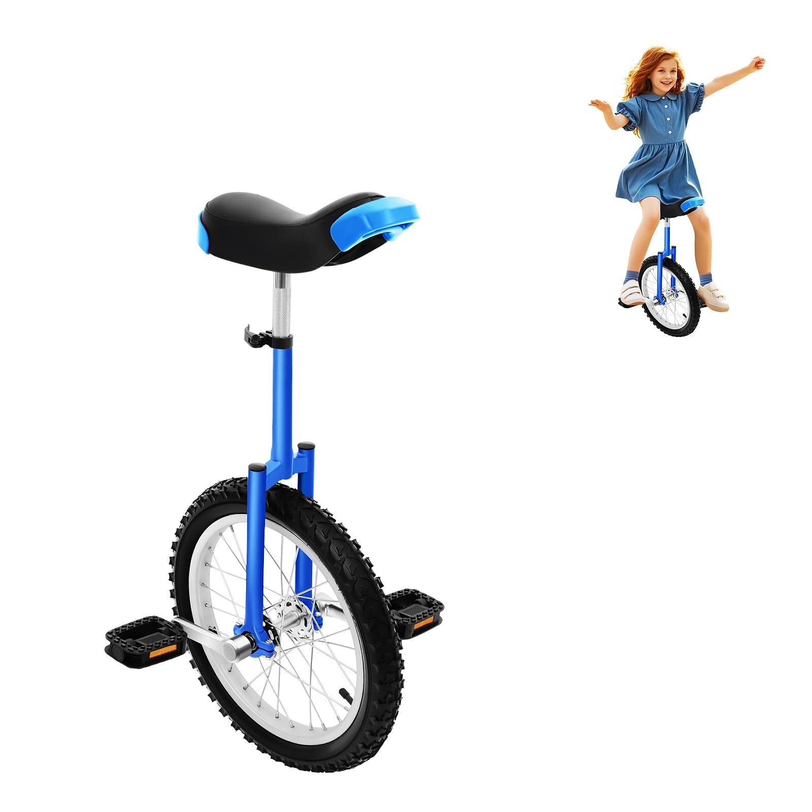 Einrad 16 Zoll Gleichgewichtstrainingeinrad Höhenverstellbar Einrad Kinder für 1,2–1,55m Kinder Upgradeeinrad mit Ergonomischer Sattel für Anfänger und Profis Unisex