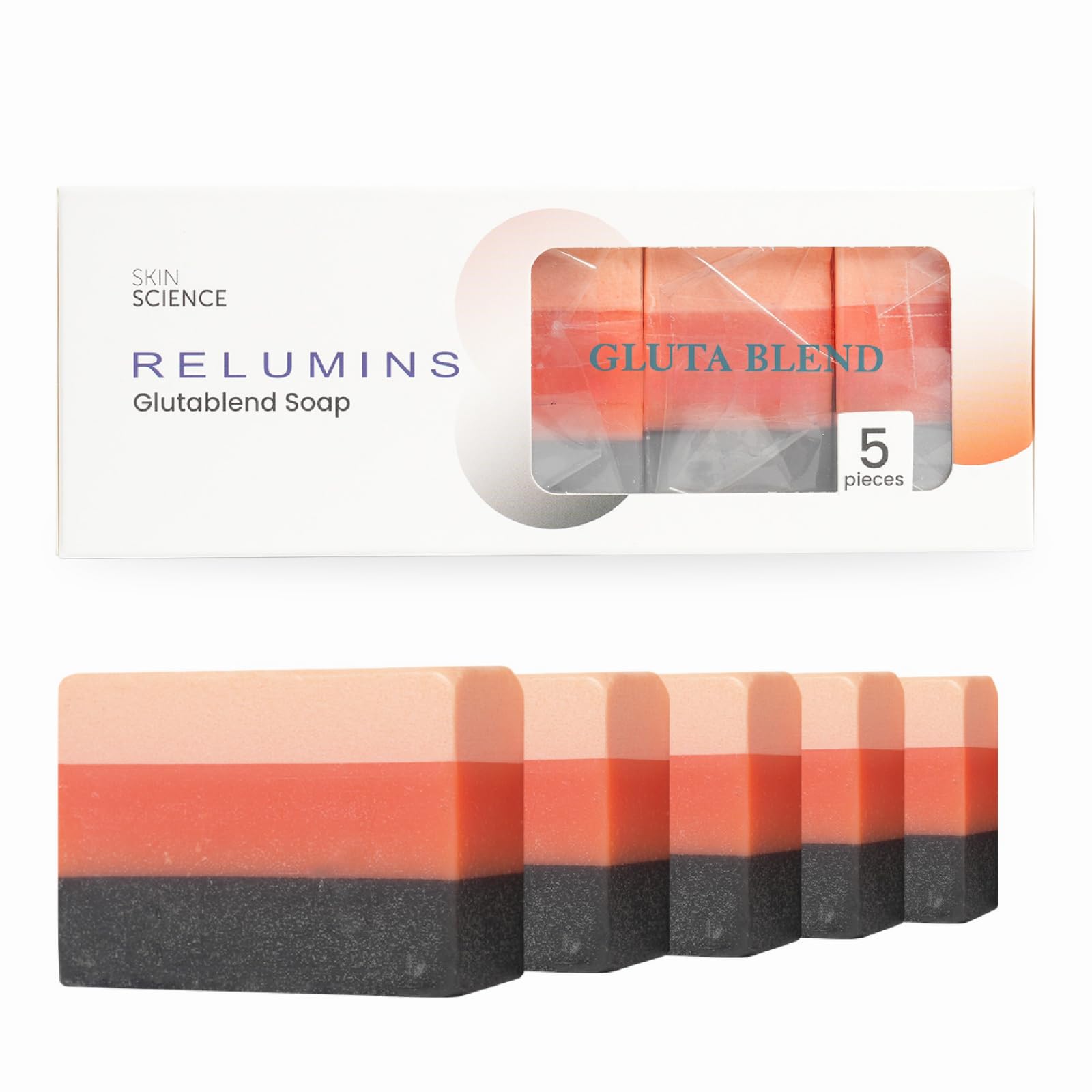 Relumins Premium 3-in-1 Glutablend Beauty Soap Bar – For Smoother, Clearer, Healthier-Looking Skin – Now with Rosehips – Gentle Face & Body Cleanser 120g x 5 Bars