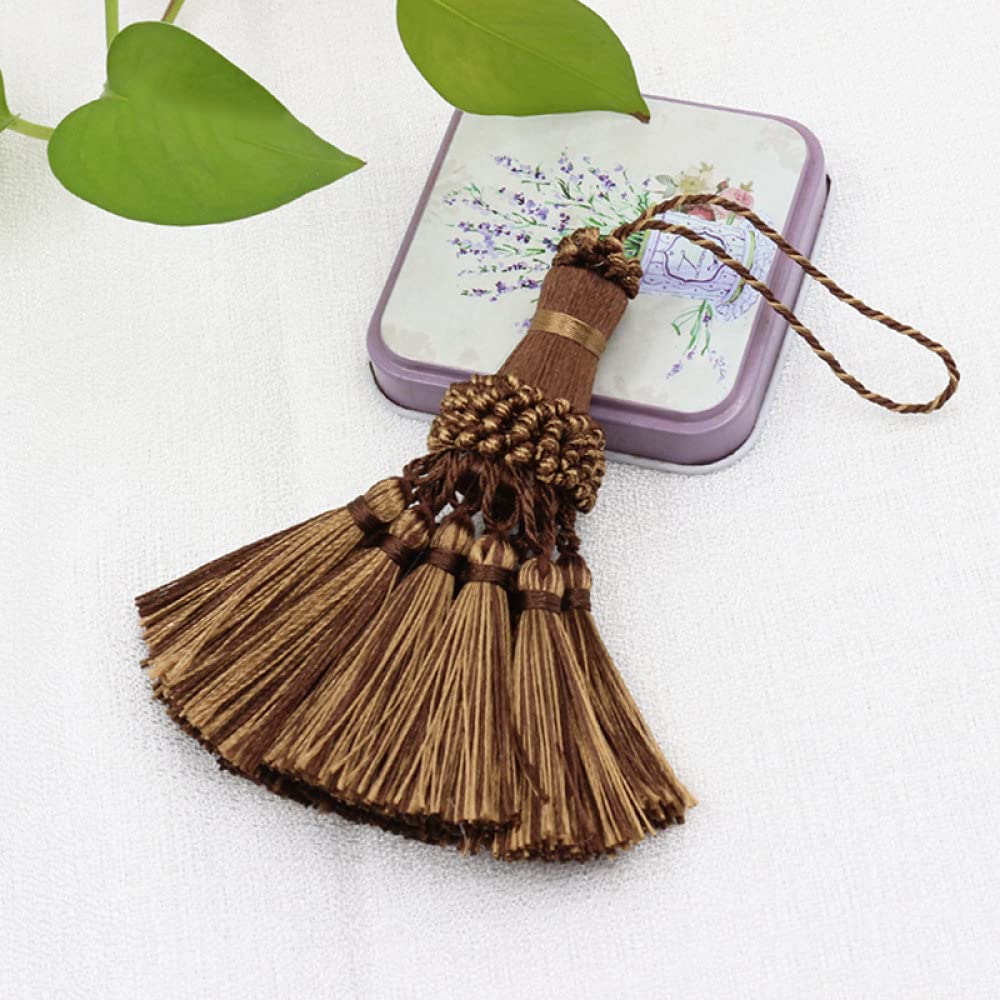 1/2/4 Pz/Lotto Piccola Nappa Frange Trim Nappe Artigianali, Ciondolo Appeso Tenda Accessori Camera Fai da Te Chiave Nappa Matrimonio, Verde, 4 Pezzi (Darkcoffee 1PCS)