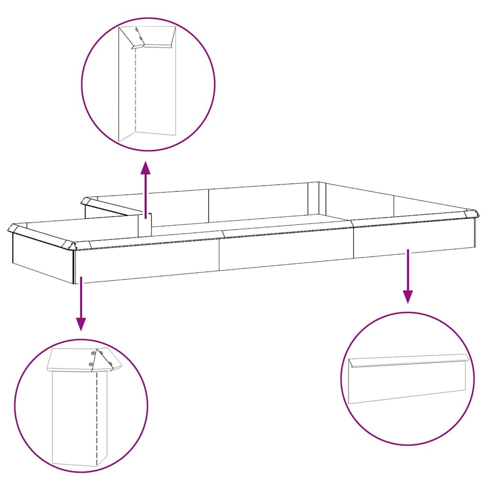 Gecheer Schneckenzaun Silber, 50 x 3,5 x 25 cm, Verzinkter Stahl, für Garten und Terrasse