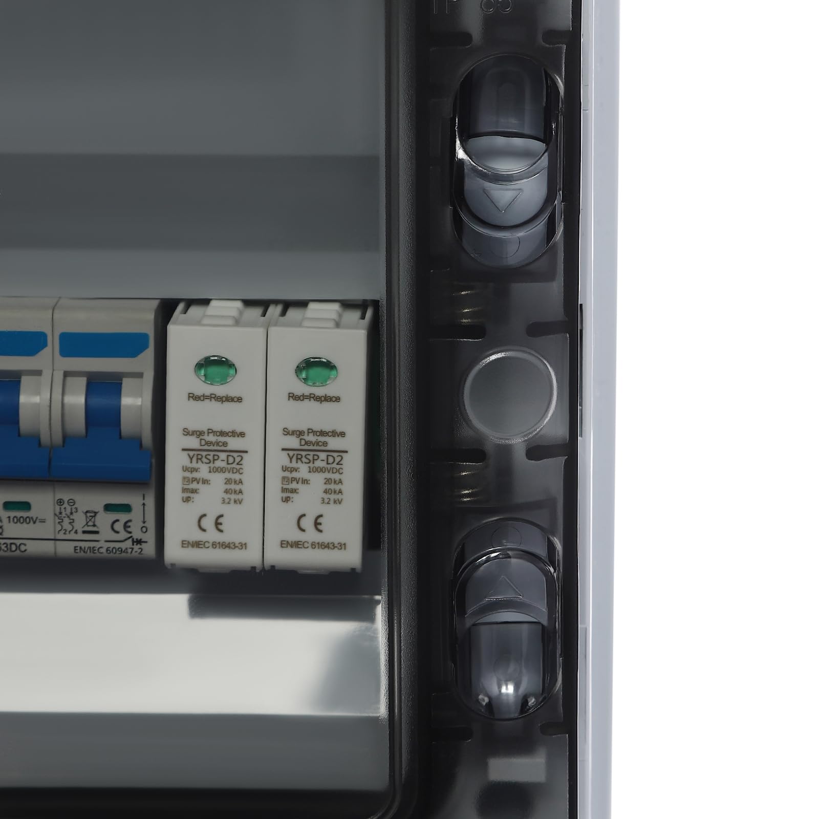 Überspannungsschutz PV Combiner Box für Solarpanel 3 in 3 out 1000V Solar Leitungsschutzschalter DC Trennschalter Blitzschutz für PV Anlage Photovoltaik IP65 Wasserdichtes (25A)