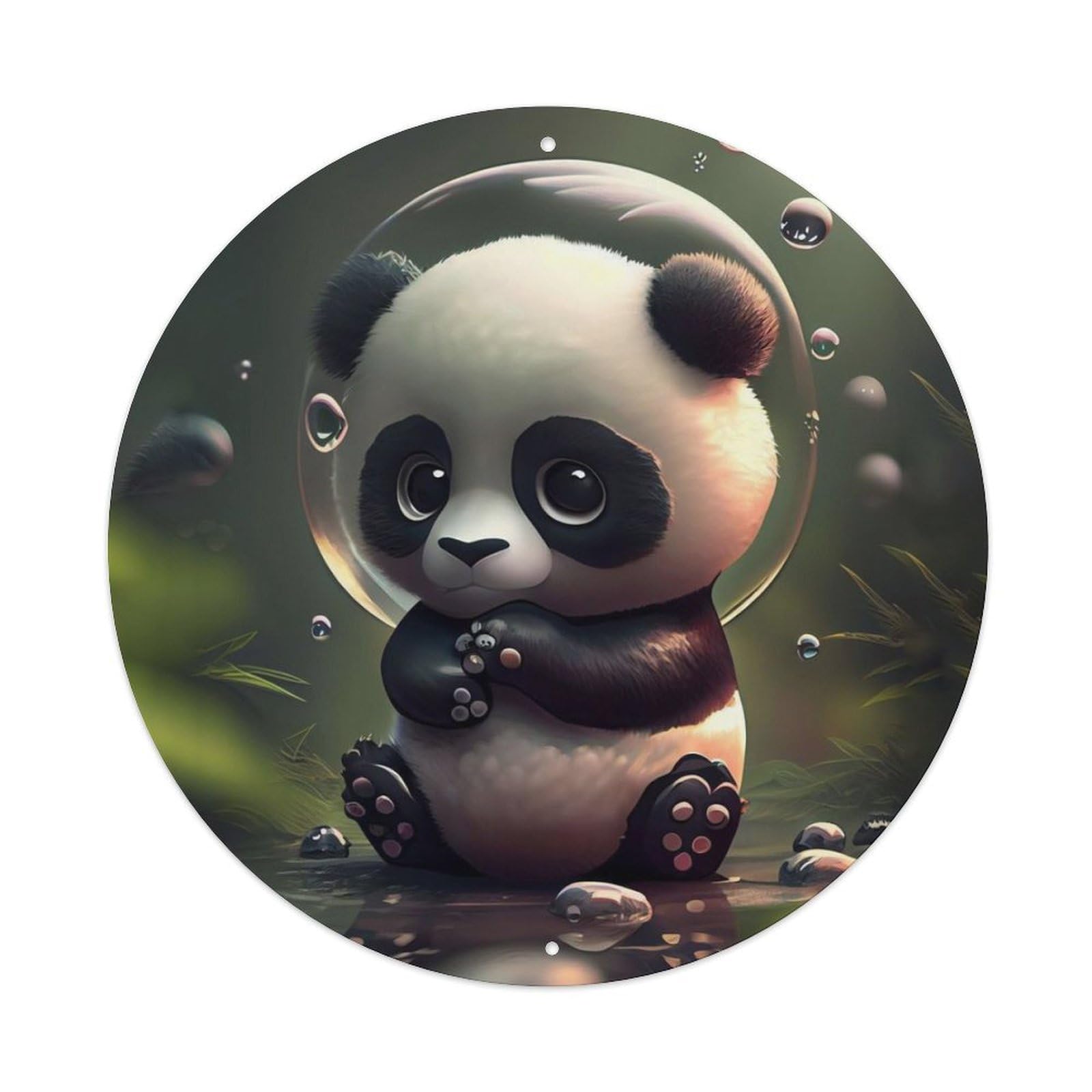 Animal Giant Panda Cute Bubble Fantasy Soft Aesthetic Vintage Metal Tin Sign Plaque Wall Decor for Cafe, Club Bar, Office, Garden Metal Poster 8x8Inch