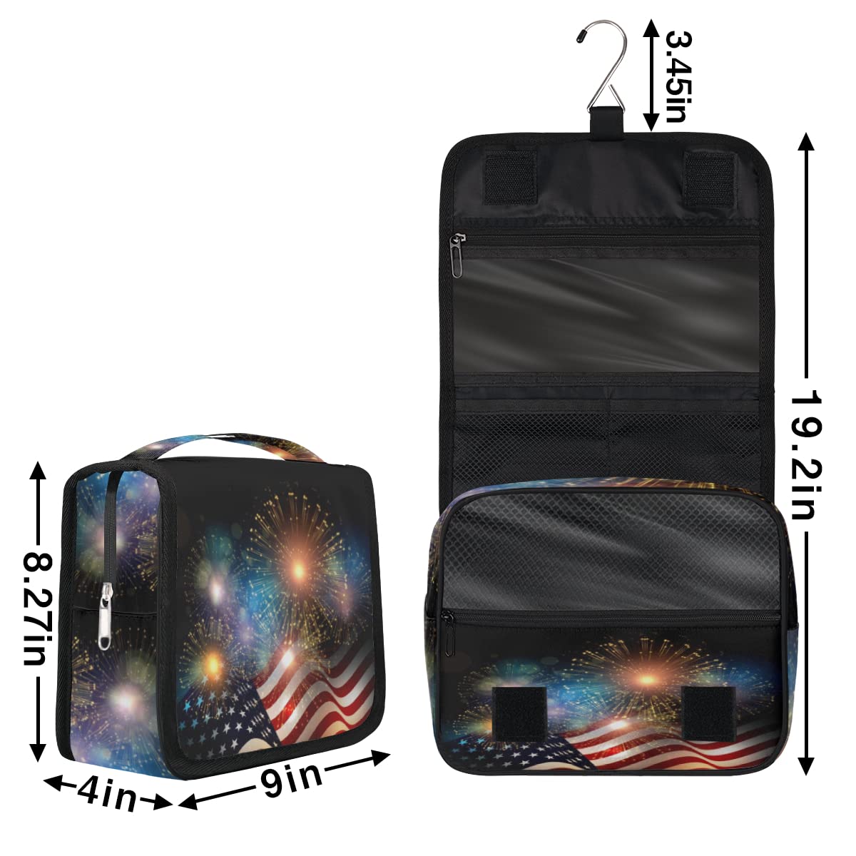 Amerykańska podróżna kosmetyczka American Memorial Day Wash Pouch Bag Unisex Wiszące przybory toaletowe Kosmetyczka Organizer do makijażu, wielobarwny, Jeden rozmiar