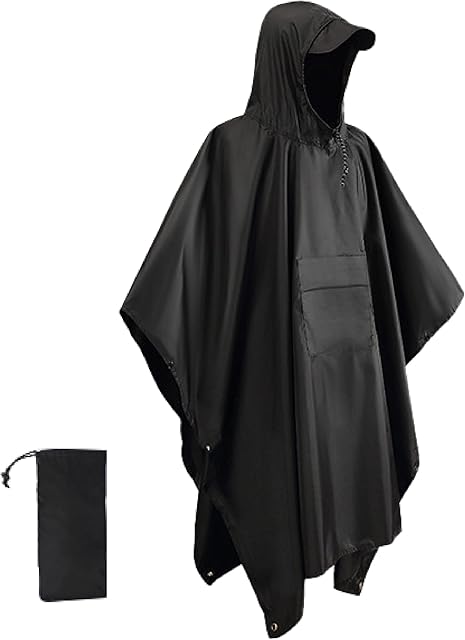 Azarxis Reusable Rain Poncho Waterproof Long Raincoat Jacket Lightweight with Hood for Adult Men Women Youth Cycling Riding Camping Hiking Trekking Walking Dog Outdoor Activities
