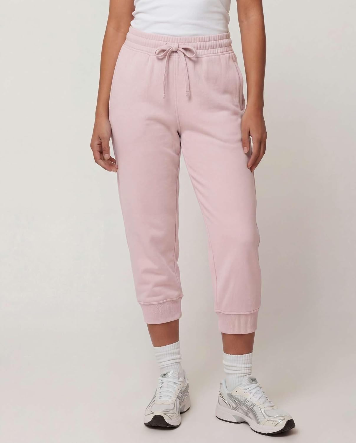 Real Essentials 3 Pack: Women’s Fleece Capri Joggers Athletic Lounge Gym Running Sweatpants with Pockets (Available in Plus)