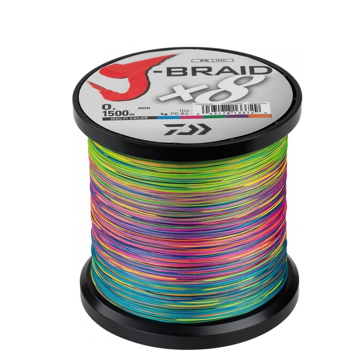 Daiwa Tresse 8 Brins J-Braid X8-1500m - PE.6 - śr. 0,35 mm - R.36kg-79lb - Wielokolorowy - 12755235