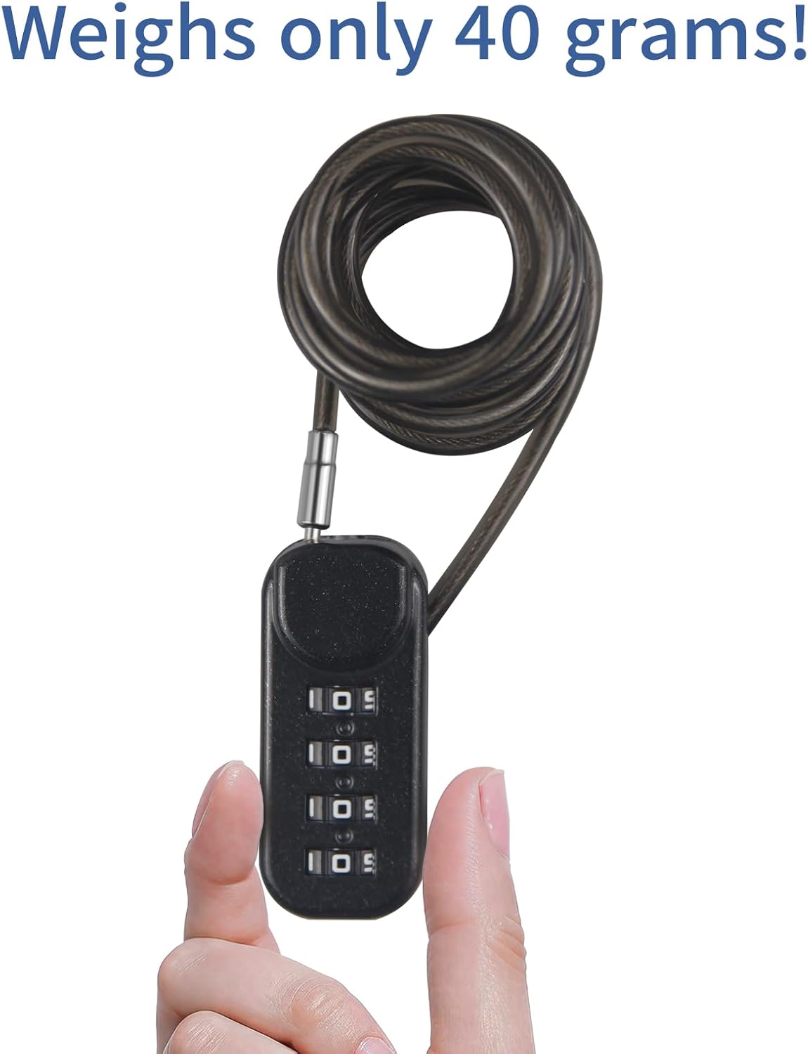 4-Digit Combination Cable Padlock with 48 inch (120 cm) Flexible Steel Cable, Small Lock for Locker,Luggage, Backpack,Cabinet,Gym Bag,Toolbox,Travel,(1, Black)