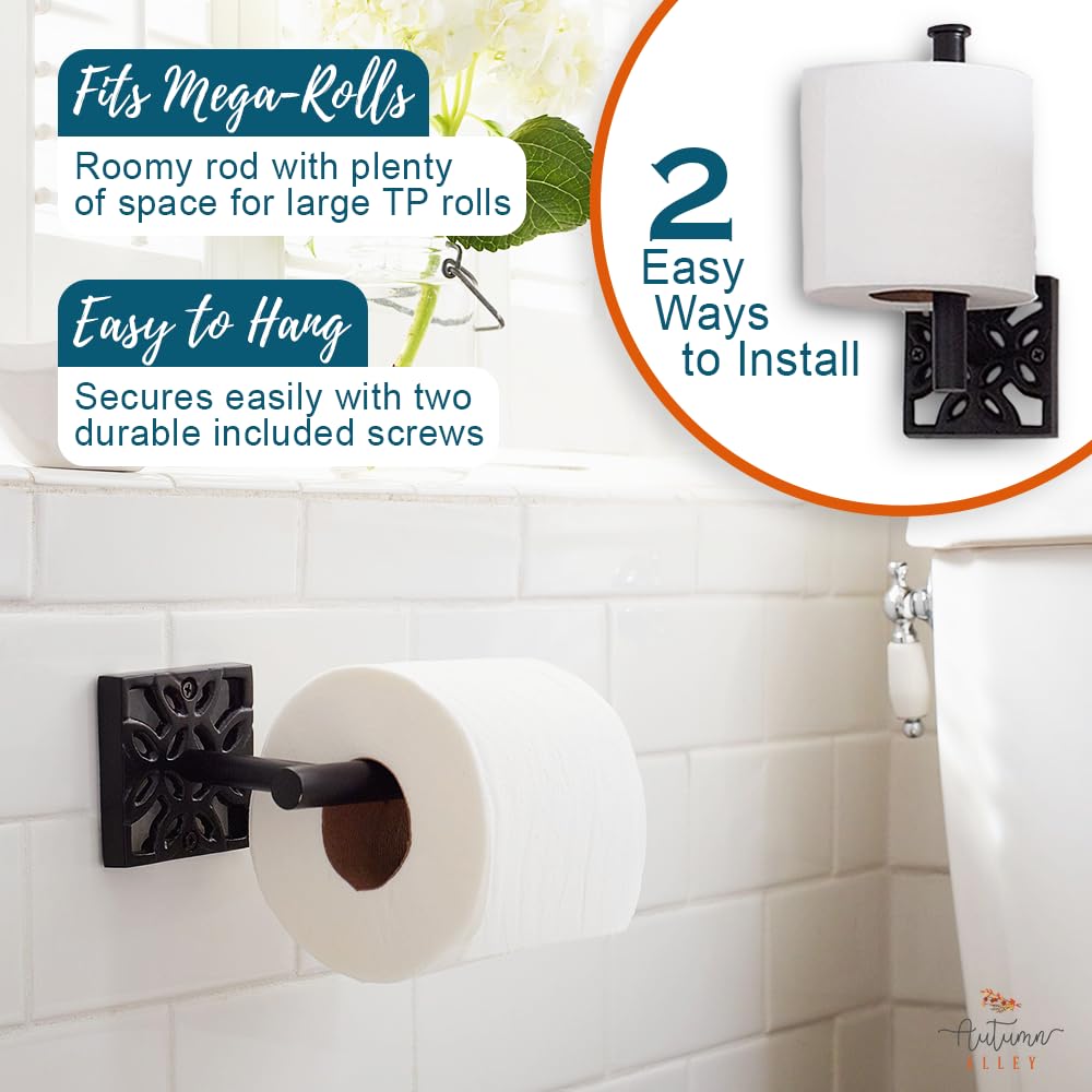 Autumn Alley 5 Pieces Matte Black Bathroom Accessories Set, Wall Mounted, Includes Hand Towel Rack, Hand Towel Ring - Image 3