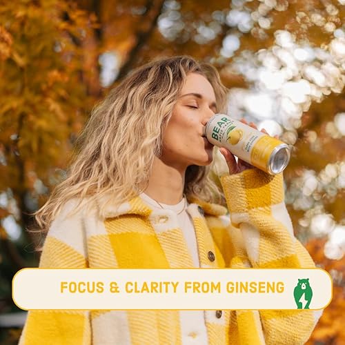 Miniatura 4 de Bear Maple Farms Clean Soda, enfoque natural y claridad de ginseng, sin cafeína, 5-10 calorías por porción, endulzado naturalmente, lata de 12 onzas