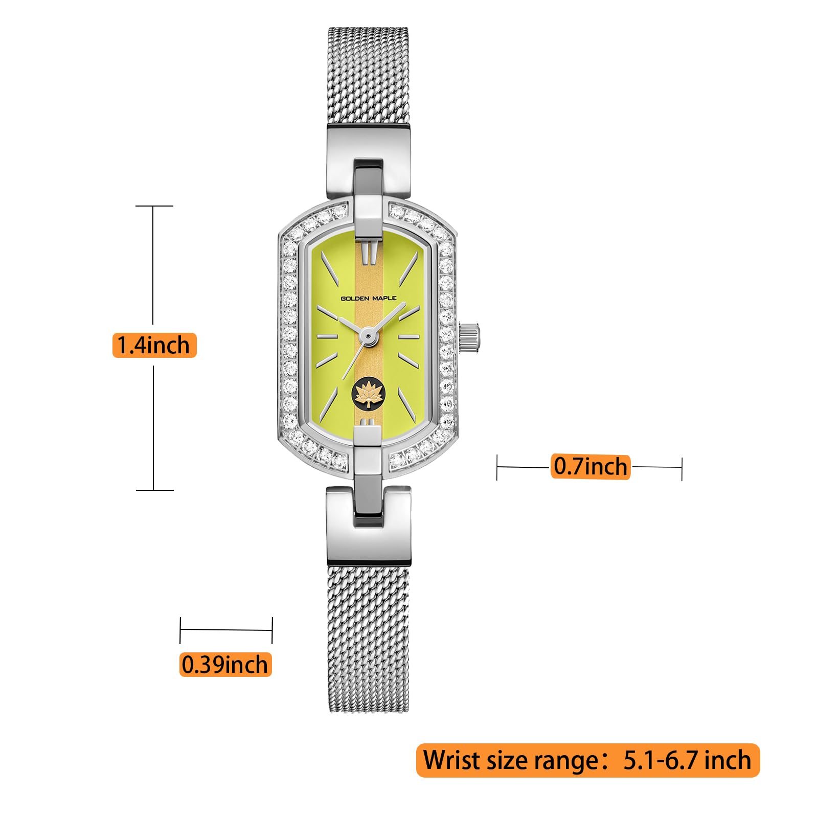 Golden Maple Relojes para mujer, pequeña caja ovalada de acero inoxidable, esfera de madre perla, delicados relojes de mujer, regalos de lujo para ella