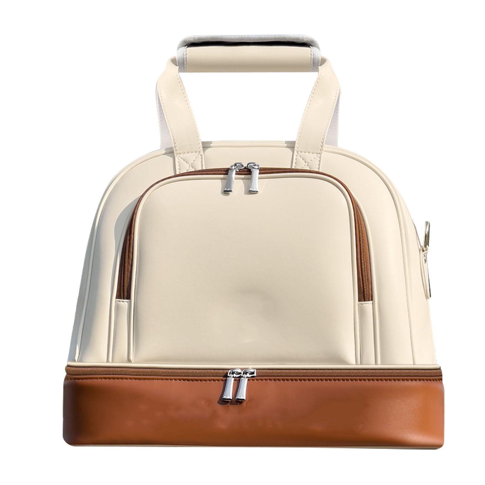 Sxhlseller Borsone, Borsa da Palestra con Scomparto per Scarpe Separato, Borsa Sportiva da Viaggio in Pelle Microfibra Impermeabile per Allenamento, Viaggio d'affari, Fitness (Beige Marrone)