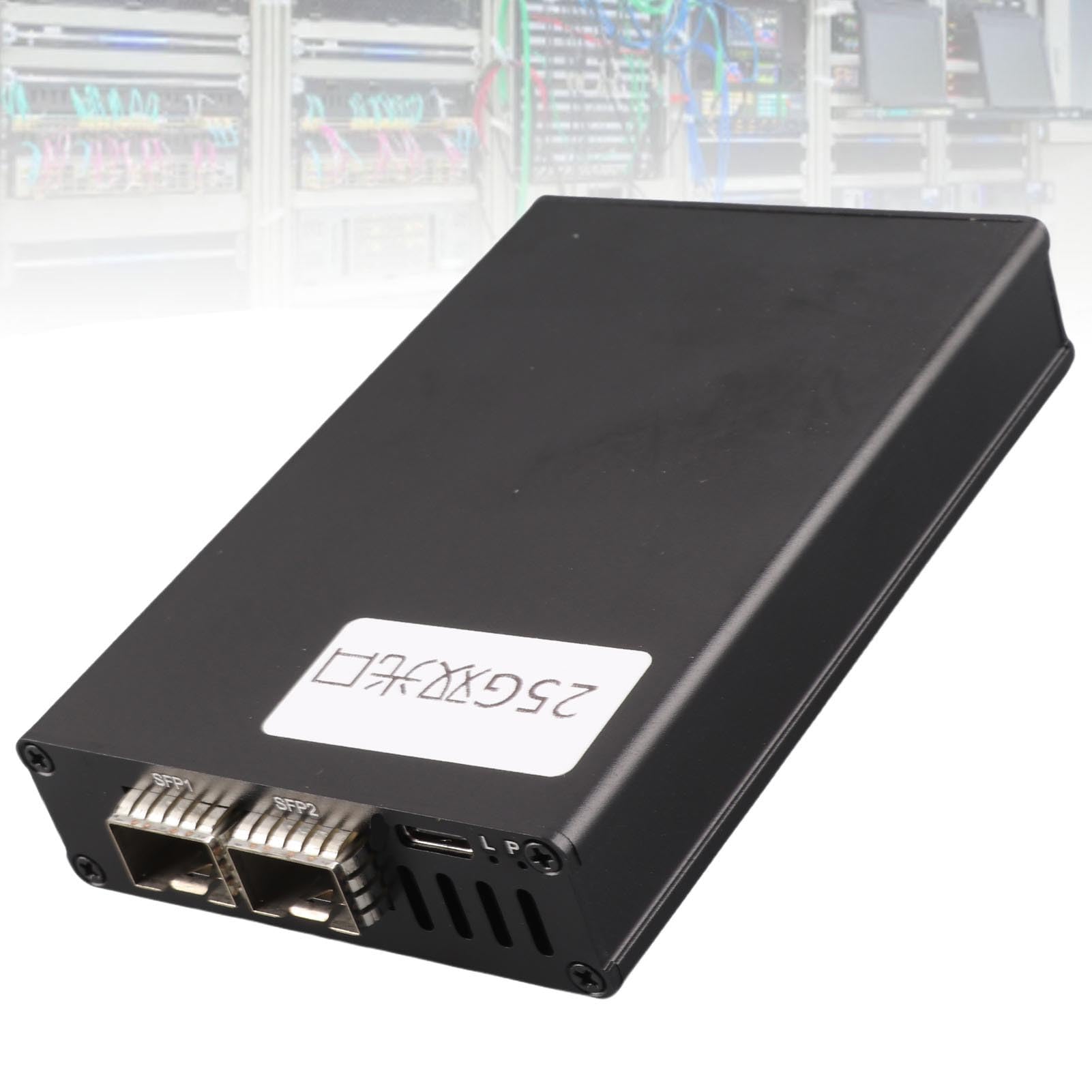 Pyhodi Scheda di Rete Ad Alta velocità, Scheda di Rete di Rete 25G USB4 Supporto da 25 Gbps con Shell in Lega di Alluminio per OS X, per Sistemi, Tappi di Interfaccia Ottica SFP e Play (Dual Port)